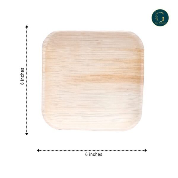 6x6 square Areca palm leaf plate - Image 2