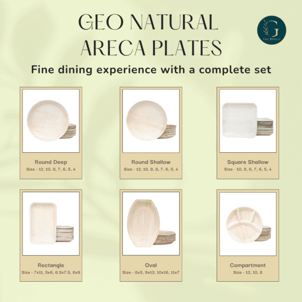 5X5 Square Areca Palm Leaf Plates: