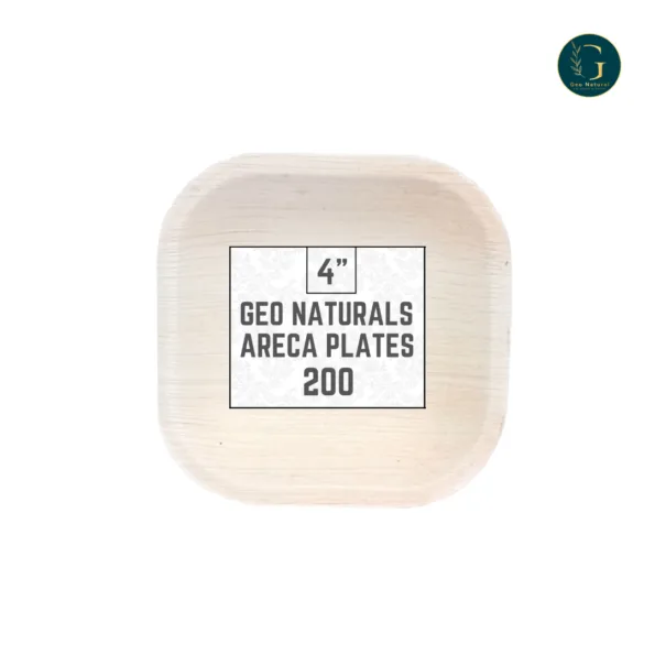 4×4 Square Areca Palm Leaf Plates: