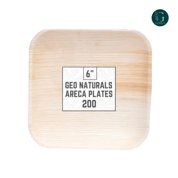 6X6 Square Areca Palm Leaf Plates: